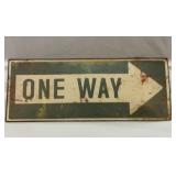 Metal one-way sign