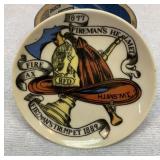 Vtg 1960s Fire Fighter ceramic drink coaster
