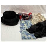 Nieman Marcus felt hat and silk scarves