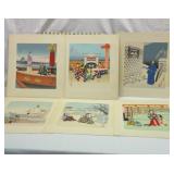 Six Kabuki matted prints with explanation book