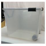 Large rolling clear tote with handle