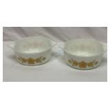 Two Pyrex Butterfly Gold casserole dishes