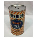 Mission orange drink metal can bank