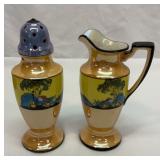 Vtg Noritake lustreware creamer and sugar shaker