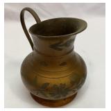 Engraved brass mini pitcher.  5 inches tall.