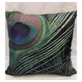15 inch peacock feather throw pillow