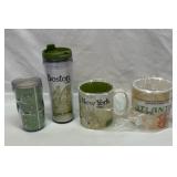 Four Starbucks mugs