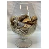 Large brandy snifter with seashells, etc.