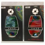 Two new peacock feather expandable vases