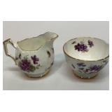 Vtg Aynsley Violette cream and sugar