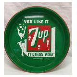 1992 7up metal tray.  14 inches wide.