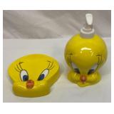 Tweety Bird soap dispenser and bar soap holder