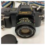 Canon T50 35mm camera with vintage strap