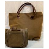 Large hobo bag with matching make up case