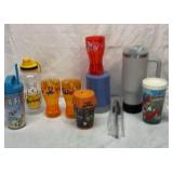 Vtg drinkware, thermos, six flags, etc