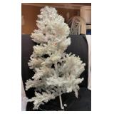 Silver white pre-lit Christmas tree with tote