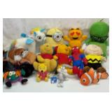 Group of classic cartoon character plushes