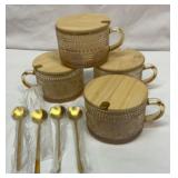 New soup or hot chocolate mug set with spoons