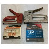 Two staplers with staples
