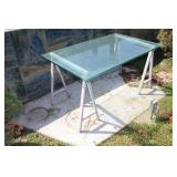 Metal Base Glass Top 29 x 32 x 52 Pickup in Dallas