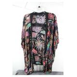 Angie Printed Oversized Cardigan with Lace trim