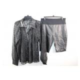 Fashion Set! Sheer & Faux Leather Top and Biker Sh