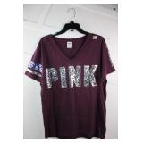 Victoria Secret PINK Bling Sequin V Neck Tshirt