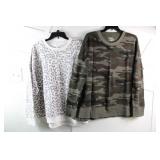 Time & True Leopard and Camo Crew Neck Sweaters