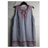 Artisanony Linen Dress Embroidered, Knee Length
