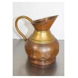 Vintage Brass & Copper Pitcher 7"