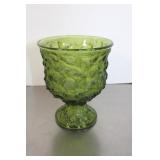 Vintage E.O. Brody Olive Green Crinkle Glass Vase