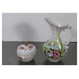 Vintage Gold Trim Nippon Floral Rose Pitcher 7" &