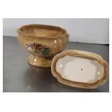 Vintage Ceramic TureenForal Pattern 7 x 6 1/2