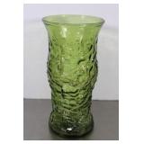 Vintage E.O. Brody Olive Green Crinkle Glass Vase