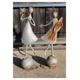 Vintage Wrought Iron Figurines 38 1/2 & 37