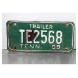 Vintage1969 TENN  TRAILER License  Plate