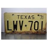 Vintage1971 Texas License  Plate