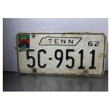 Vintage1962 TENN License  Plate