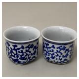 Blue & White Twin Lotus Pattern teacup candle hold