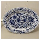 Blue & White Oval Platter 16"