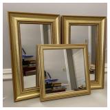 3-pc Decorative Gold Framed Wall Mirrors