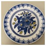 Centrum Ceramics Plate Blue&White&Yellow Floral De