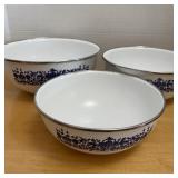 3pc Vintage Floral Enamelwear Nesting Bowls Set
