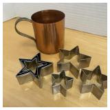 Copper Roll/Bun cutter & 6pc Star Cookies Cutter