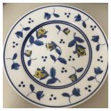 Centrum Ceramics Plate Blue&White&Yellow Floral De