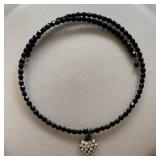 Black Glass Crystal Chocker Neackale w/Heart Penda