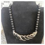 Gold tone Chain w/beaded Green and Amber Stones