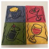 4-pc Set Drink Coasters of Cocktails Illustrations