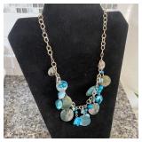 Dichoric Disc Necklace in Silvertone chain