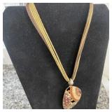 Monet Multicolored Enamel Pendant on Strand Neckla